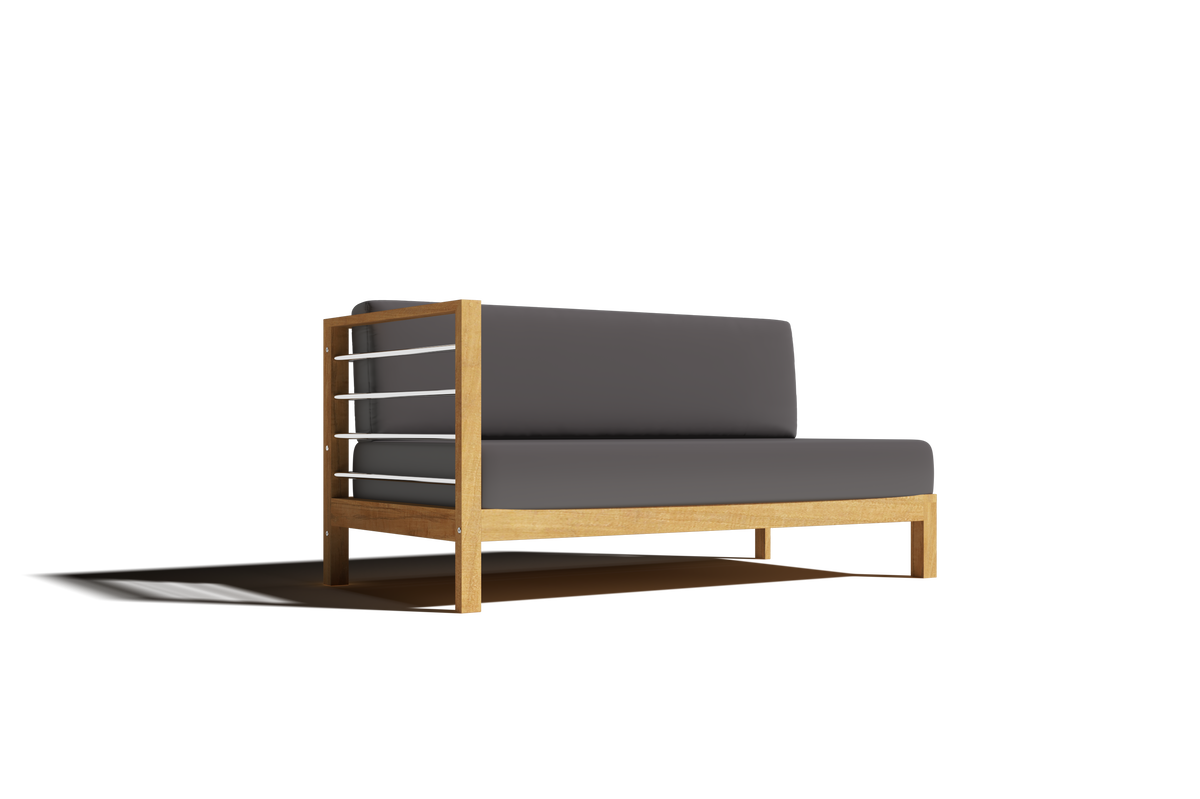 Leon 7-piece Teak Outdoor Sectional Deep Seating Set with Sunbrella Charcoal Cushions Outdoor deep seating