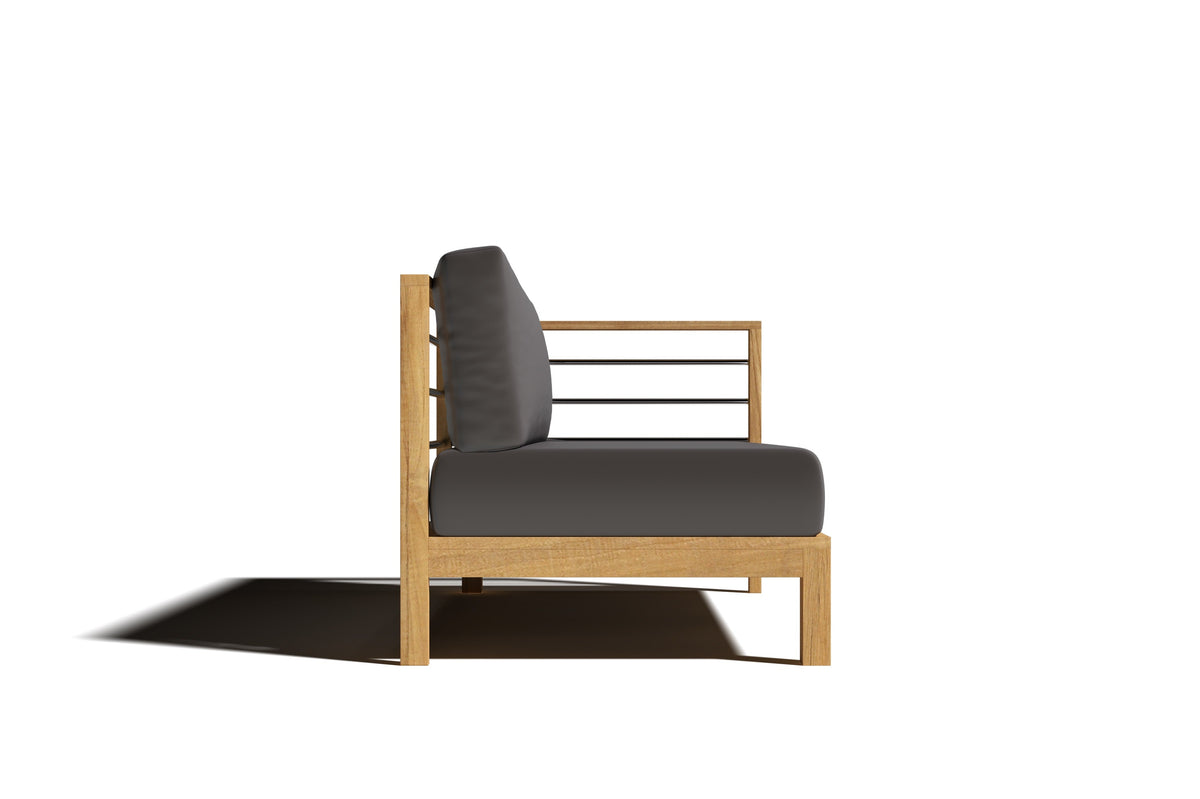 Leon 7-piece Teak Outdoor Sectional Deep Seating Set with Sunbrella Charcoal Cushions Outdoor deep seating