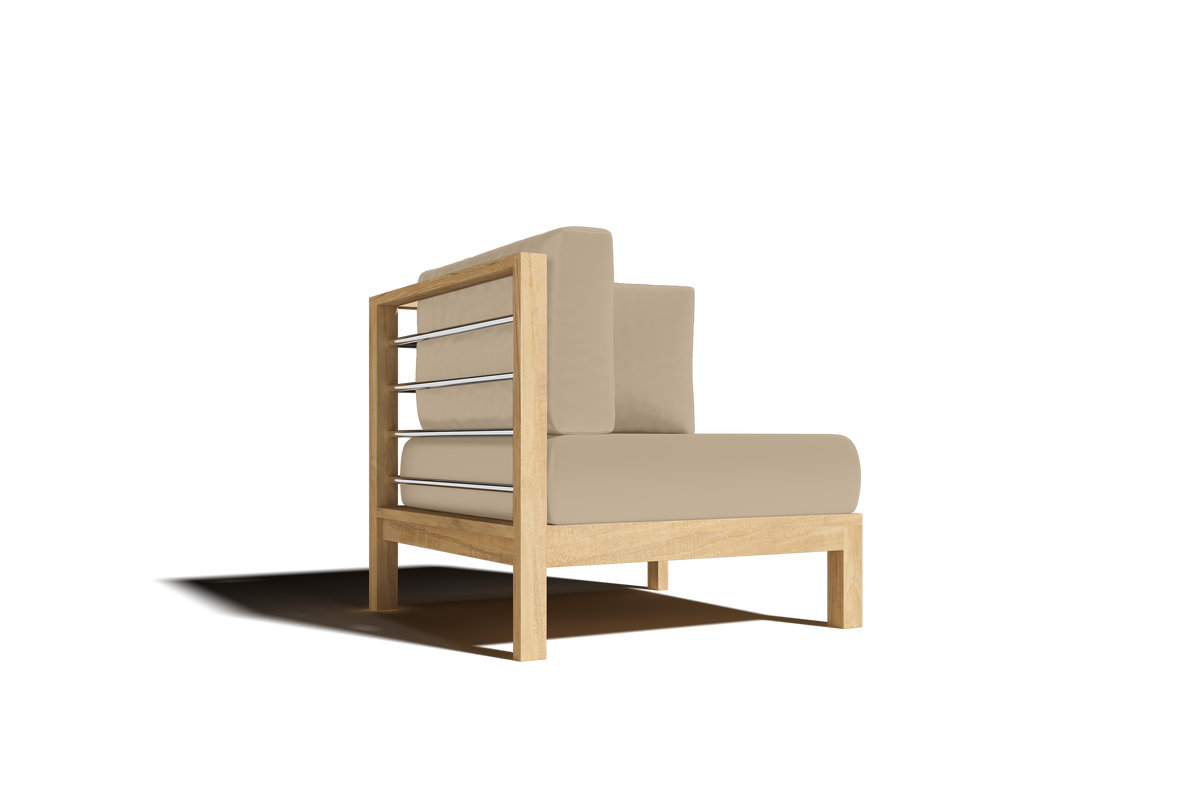 Leon 7-piece Teak Outdoor Sectional Deep Seating Set with Sunbrella Fawn Cushions Outdoor deep seating
