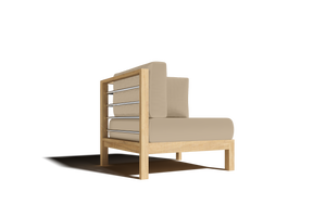 Leon 7-piece Teak Outdoor Sectional Deep Seating Set with Sunbrella Fawn Cushions Outdoor deep seating