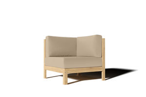 Leon 7-piece Teak Outdoor Sectional Deep Seating Set with Sunbrella Fawn Cushions Outdoor deep seating