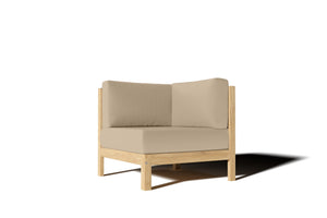 Leon 7-piece Teak Outdoor Sectional Deep Seating Set with Sunbrella Fawn Cushions Outdoor deep seating