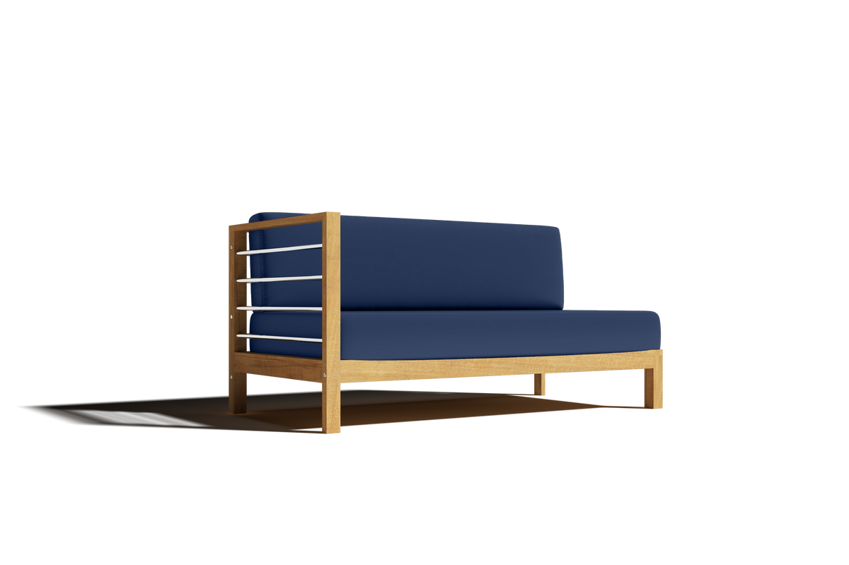 Leon 7-piece Teak Outdoor Sectional Deep Seating Set with Sunbrella Navy Cushions Outdoor deep seating