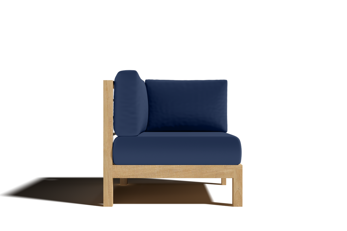 Leon 7-piece Teak Outdoor Sectional Deep Seating Set with Sunbrella Navy Cushions Outdoor deep seating