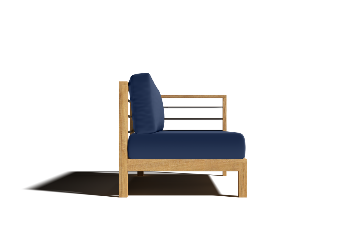 Leon 7-piece Teak Outdoor Sectional Deep Seating Set with Sunbrella Navy Cushions Outdoor deep seating
