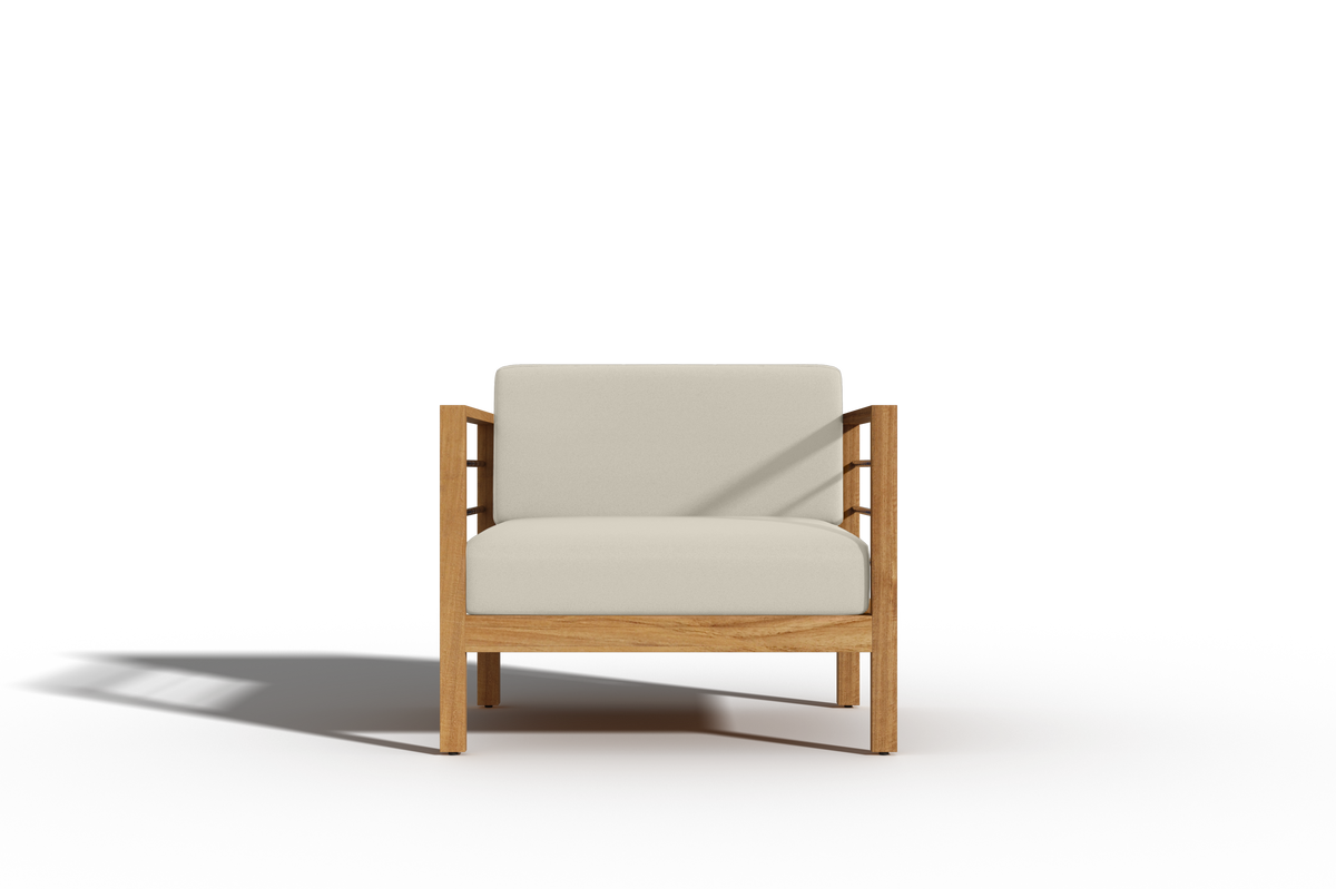 Leon Teak Outdoor Club Chair with Sunbrella Canvas Cushion Outdoor Chair