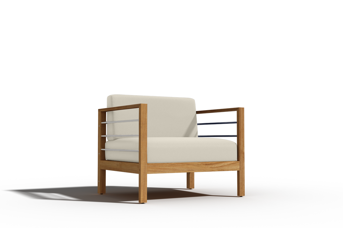 Leon Teak Outdoor Club Chair with Sunbrella Canvas Cushion Outdoor Chair