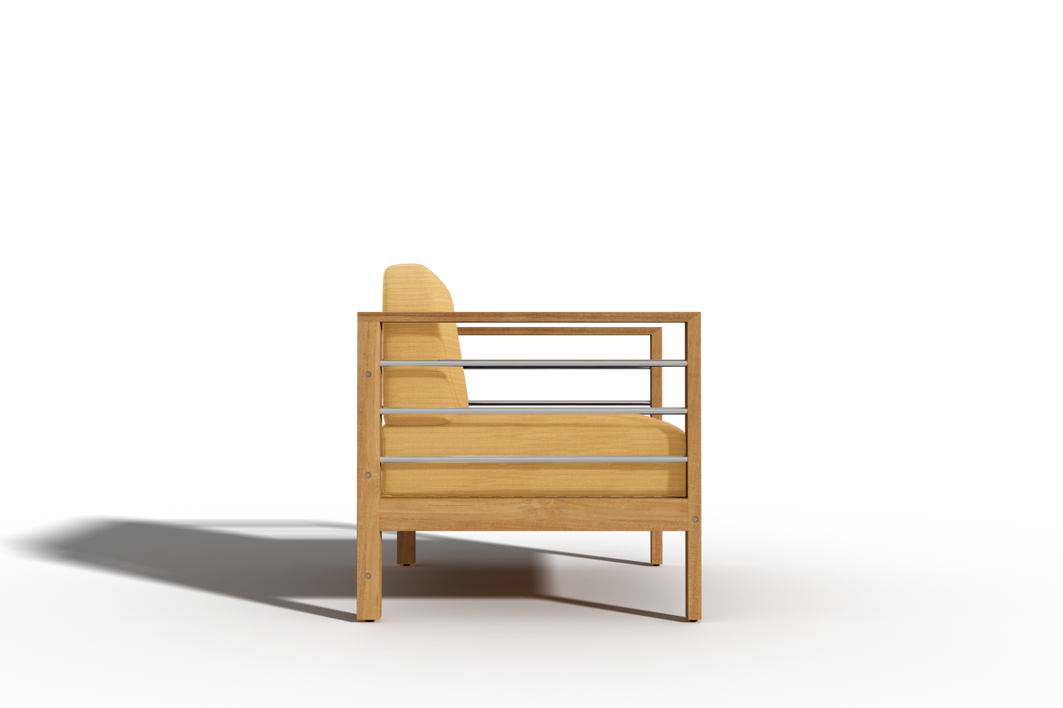 Leon Teak Outdoor Club Chair with Sunbrella Dupione Cornsilk Cushion Outdoor Chair