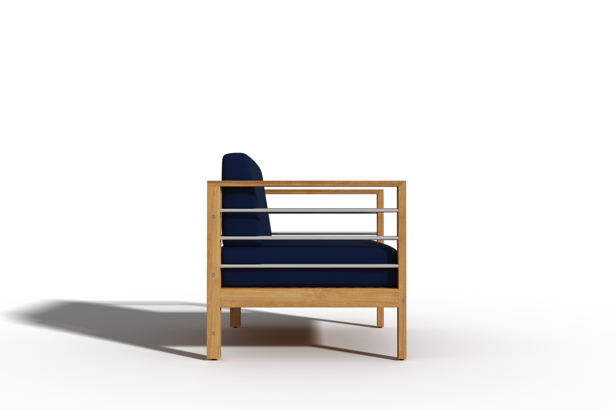 Leon Teak Outdoor Club Chair with Sunbrella Navy Cushion Outdoor Chair