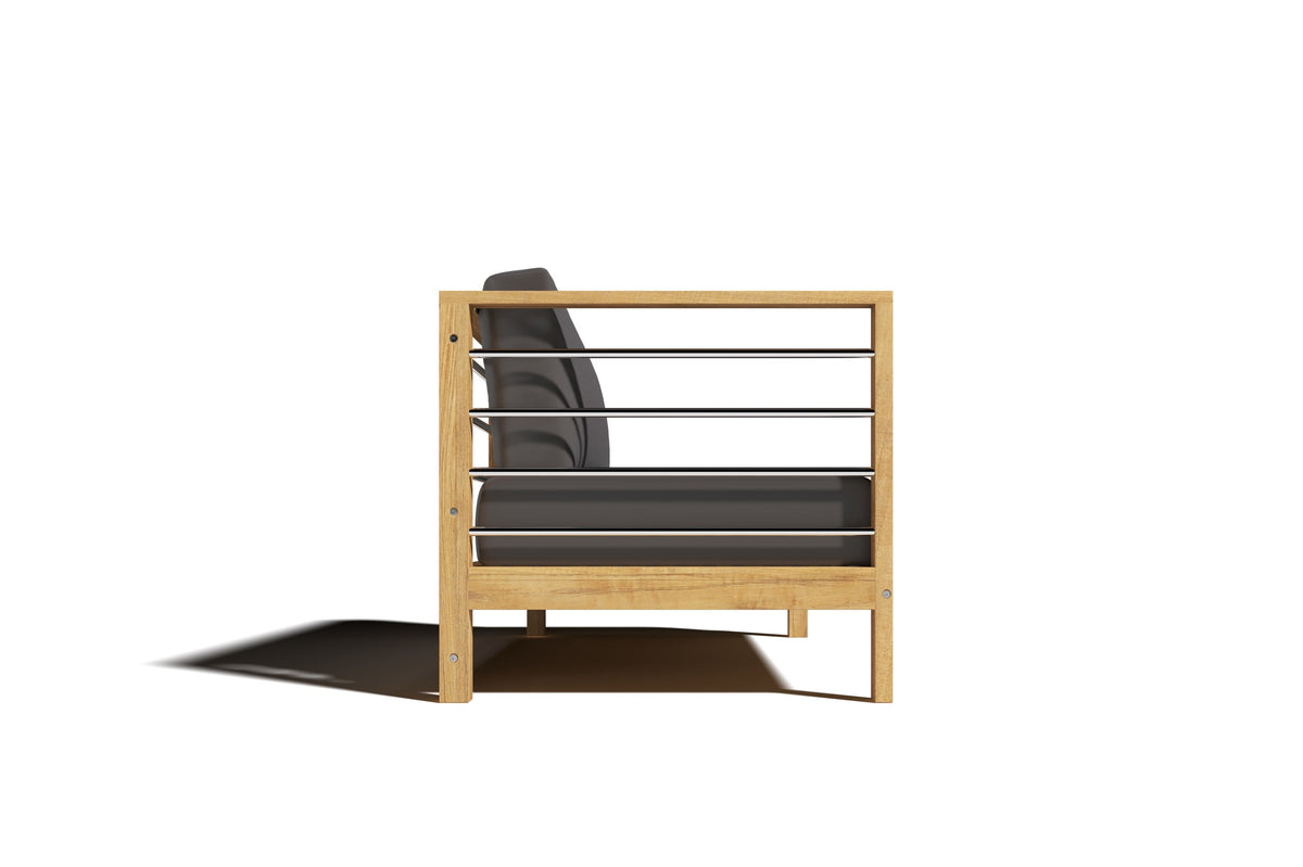 Leon Teak Outdoor Sectional Left Sofa with Sunbrella Charcoal Cushion Outdoor Chair