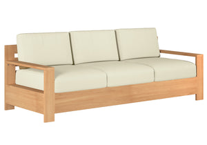 Lothair 3-Person Teak Outdoor Sofa with Sunbrella Canvas Cushion Outdoor Chair