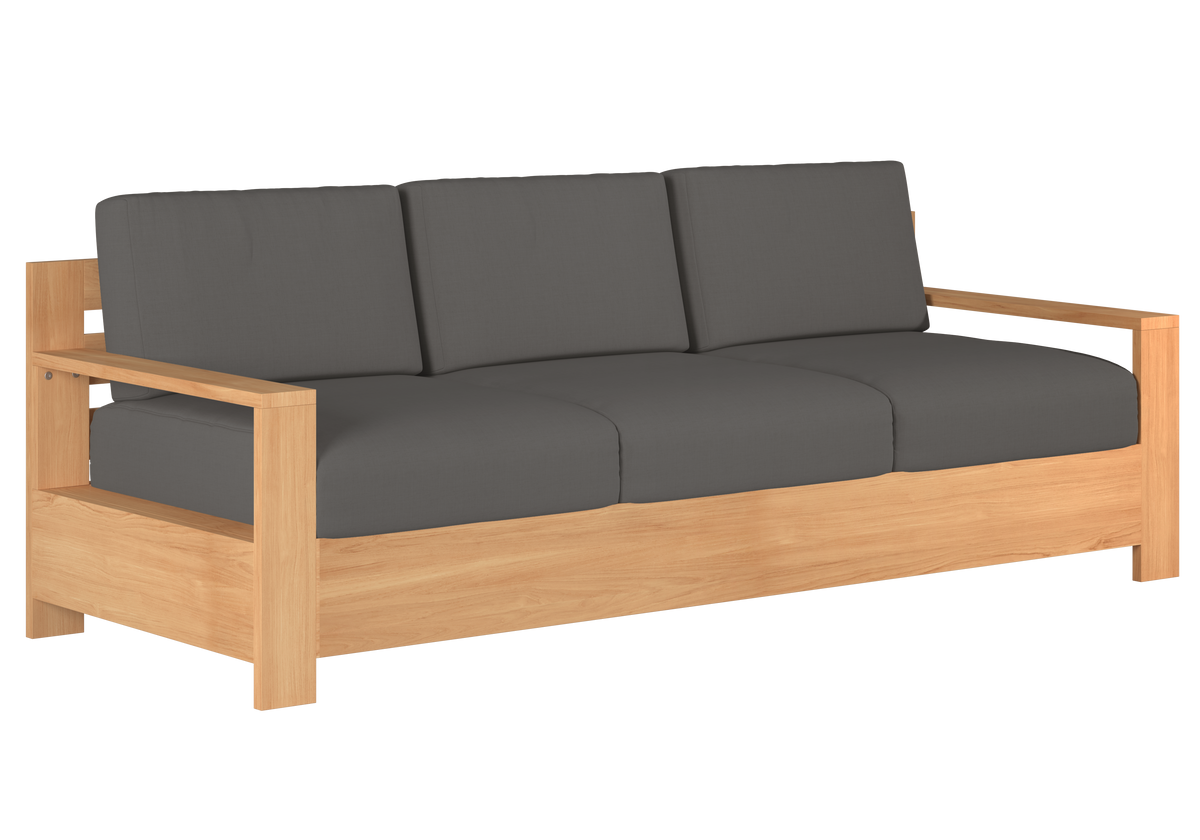 Lothair 4-Piece Teak Outdoor Patio Deep Seating Set with Sunbrella Charcoal Cushions Outdoor deep seating