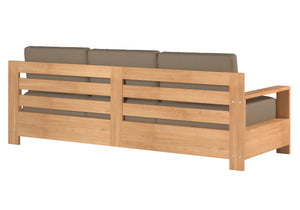 Lothair 4-Piece Teak Outdoor Patio Deep Seating Set with Sunbrella Fawn Cushions Outdoor deep seating