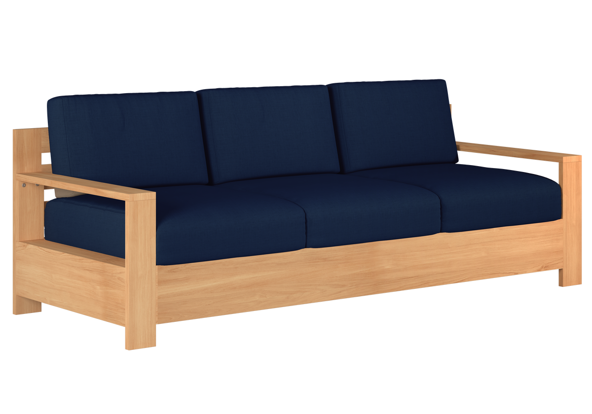 Lothair 4-Piece Teak Outdoor Patio Deep Seating Set with Sunbrella Navy Cushions Outdoor deep seating