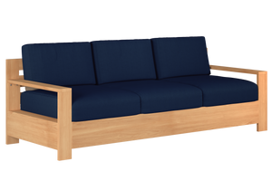 Lothair 4-Piece Teak Outdoor Patio Deep Seating Set with Sunbrella Navy Cushions Outdoor deep seating