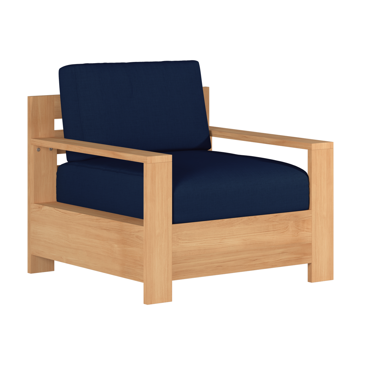 Lothair 4-Piece Teak Outdoor Patio Deep Seating Set with Sunbrella Navy Cushions Outdoor deep seating