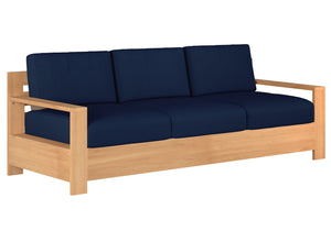 Lothair 4-Piece Teak Outdoor Patio Deep Seating Set with Sunbrella Navy Cushions Outdoor deep seating