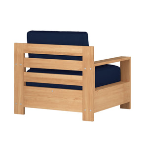 Lothair 4-Piece Teak Outdoor Patio Deep Seating Set with Sunbrella Navy Cushions Outdoor deep seating