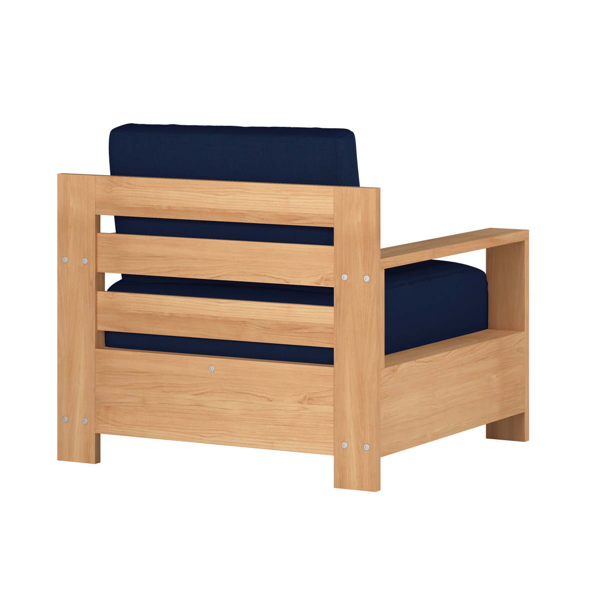 Lothair 4-Piece Teak Outdoor Patio Deep Seating Set with Sunbrella Navy Cushions Outdoor deep seating