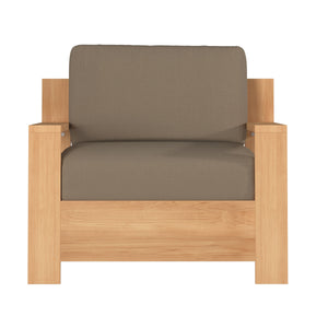 Lothair Teak Outdoor Club Chair with Sunbrella Fawn Cushion Outdoor Chair