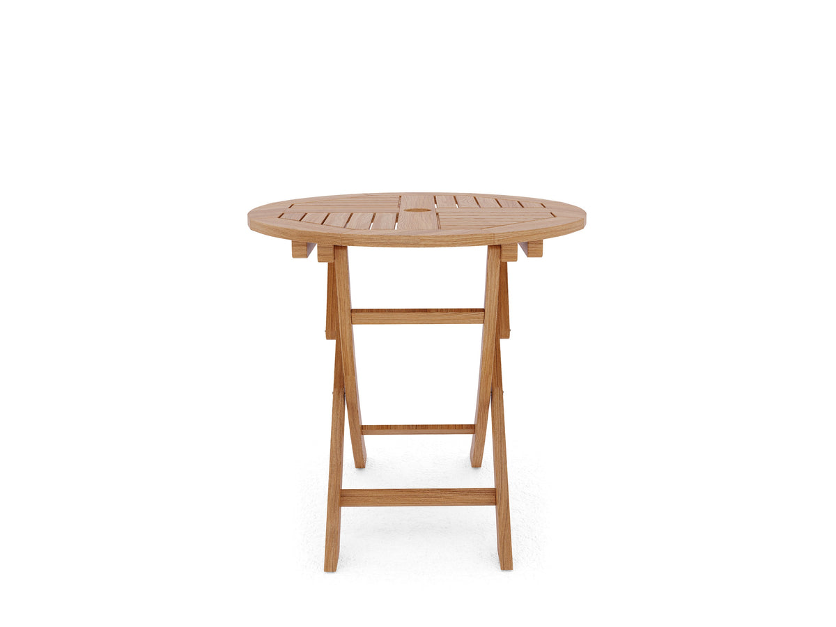 Lucas 3-Piece Round Teak Outdoor Bistro Set in Taupe with Folding Table and Armchairs Outdoor bistro Set