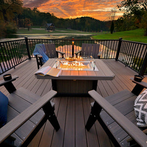 Lumin Fire Pit 46" Round and Fire Pit 51" Rectangular Adirondack Chair