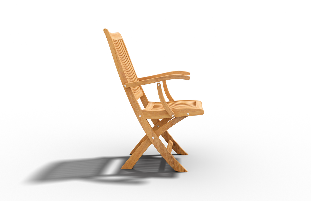 Lydie 3-piece Round Teak Oudoor Bistro Set with Folding Table and Armchairs Outdoor deep seating
