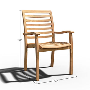 Mathieu 5-Piece Square Teak Outdoor Dining Set with Stacking Armchairs Outdoor Dining Set