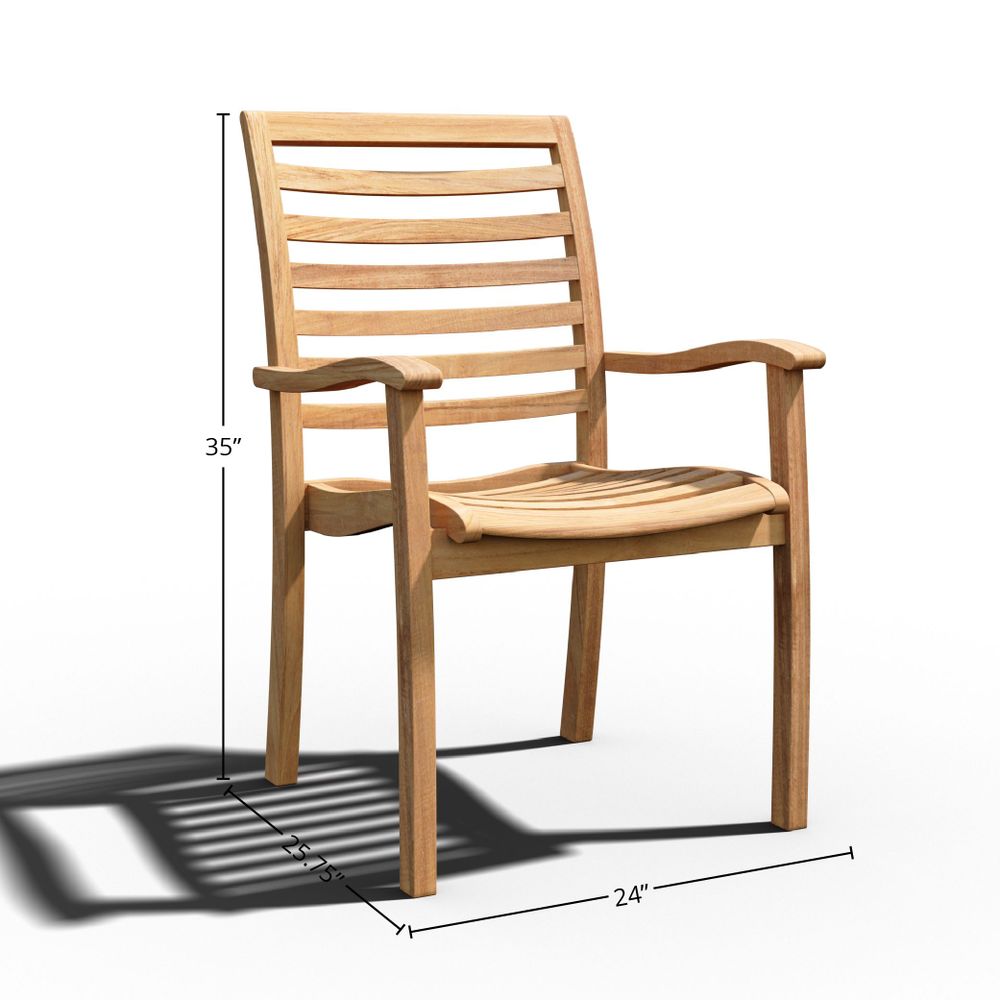 Mathieu 7-Piece Rectangular Teak Outdoor Dining Set with Extendable Table and Stacking Armchairs Outdoor Dining Set