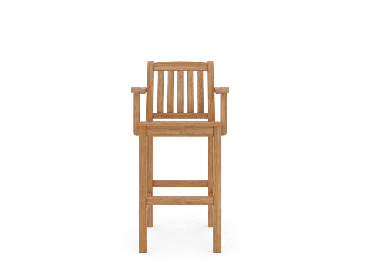 Michele 3-Piece Square Teak Outdoor Bar Height Dining Set with Armchairs Outdoor Dining Set