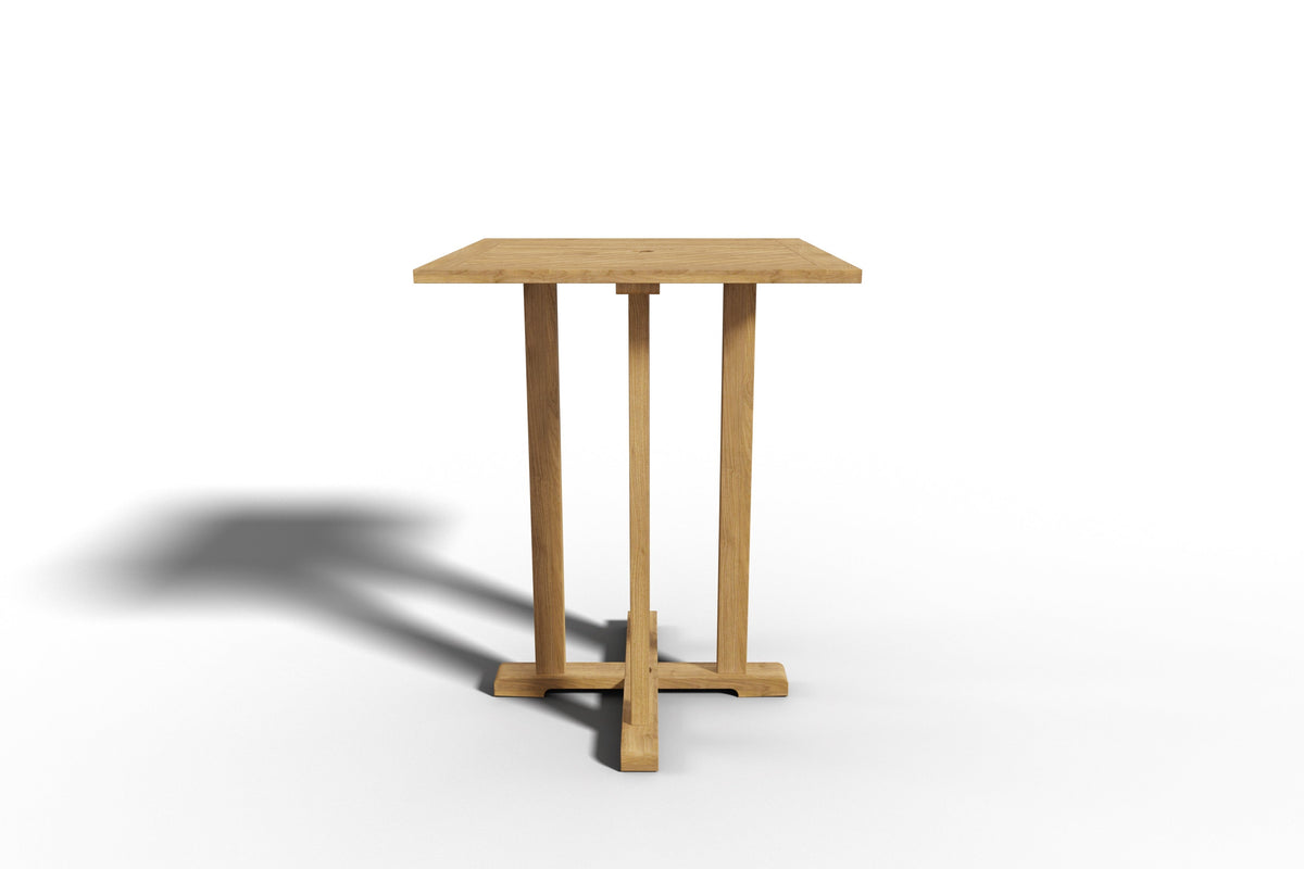 Michele Square Teak Outdoor Bar Height Dining Table with Umbrella Hole Dining Height Table