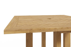 Michele Square Teak Outdoor Bar Height Dining Table with Umbrella Hole Dining Height Table