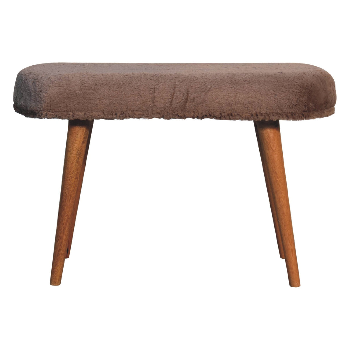 Mocha Faux Fur Fabric Bench Bench