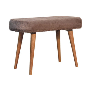 Mocha Faux Fur Fabric Bench Bench