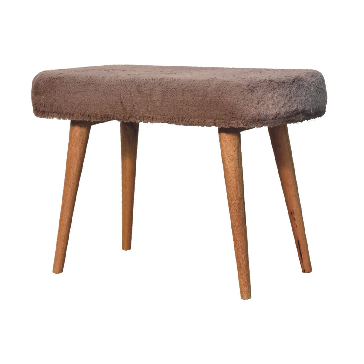 Mocha Faux Fur Fabric Bench Bench