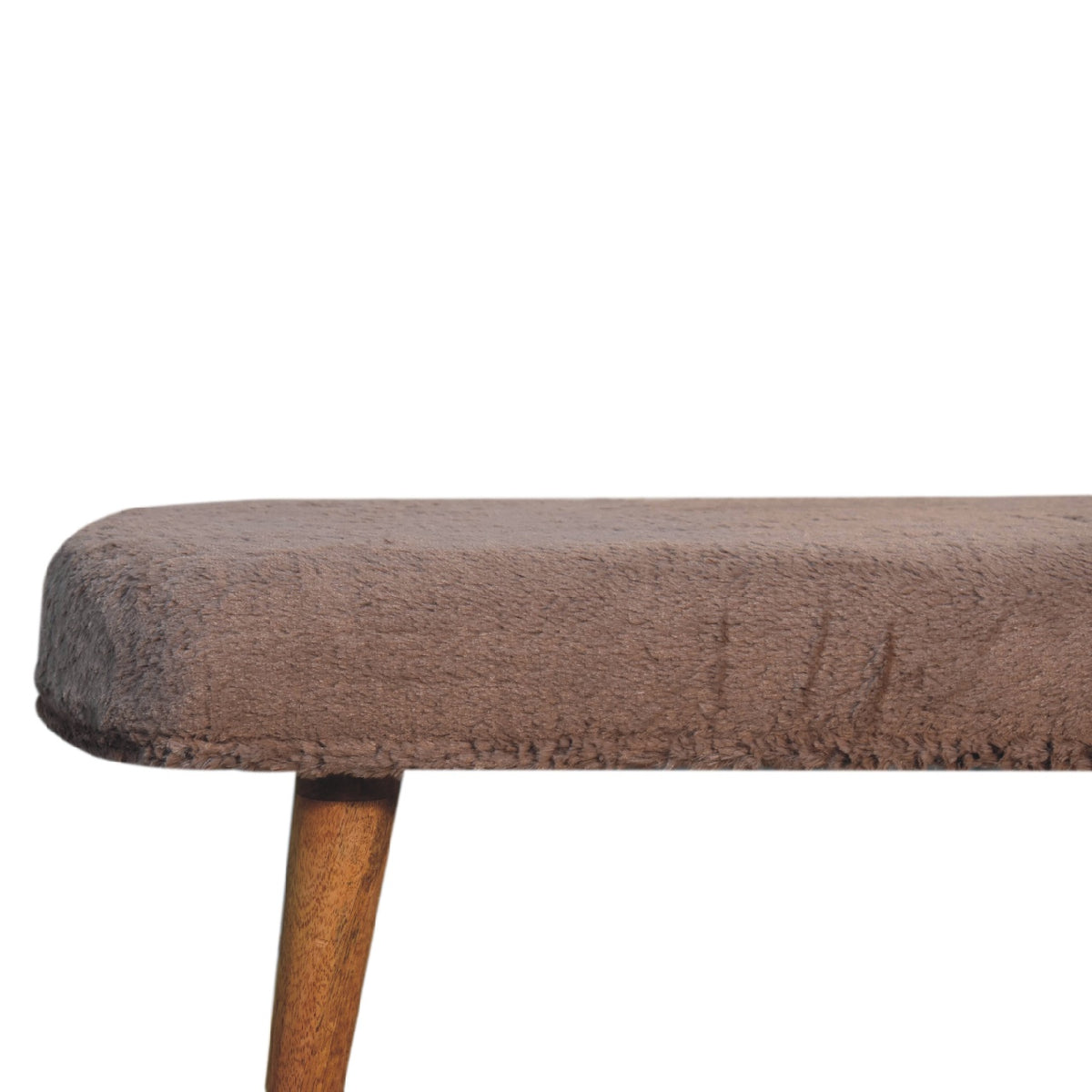 Mocha Faux Fur Fabric Bench Bench