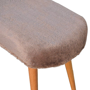 Mocha Faux Fur Fabric Bench Bench