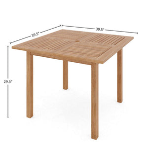 Perrin 5-Piece Square Teak Outdoor Dining Set in White with Stacking Armchairs Outdoor Dining Set