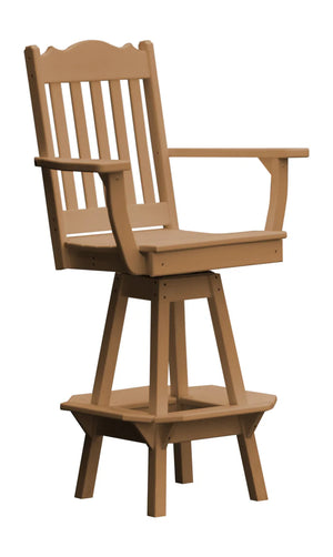 Royal Swivel Counter Chair with Arms Outdoor Table Cedar Stain