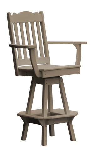 Royal Swivel Counter Chair with Arms Outdoor Table Weathered Wood