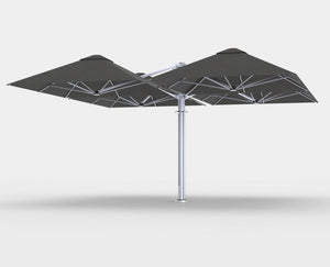 Shadowspec Unity™ Quattro- Four Large Umbrellas – Square Umbrella & Canopy 2.5m | 8' Square / Oyster / Free-Standing Base