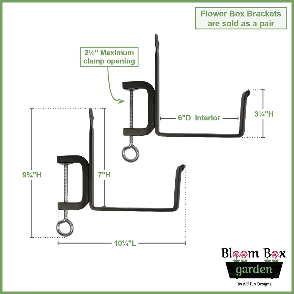 Small Bloom Box Garden Growing Kits – Wall and Clamp-On Bracket Options Flower Box Brackets