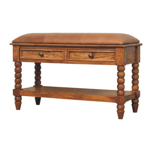Spindle Leather Bench Bench
