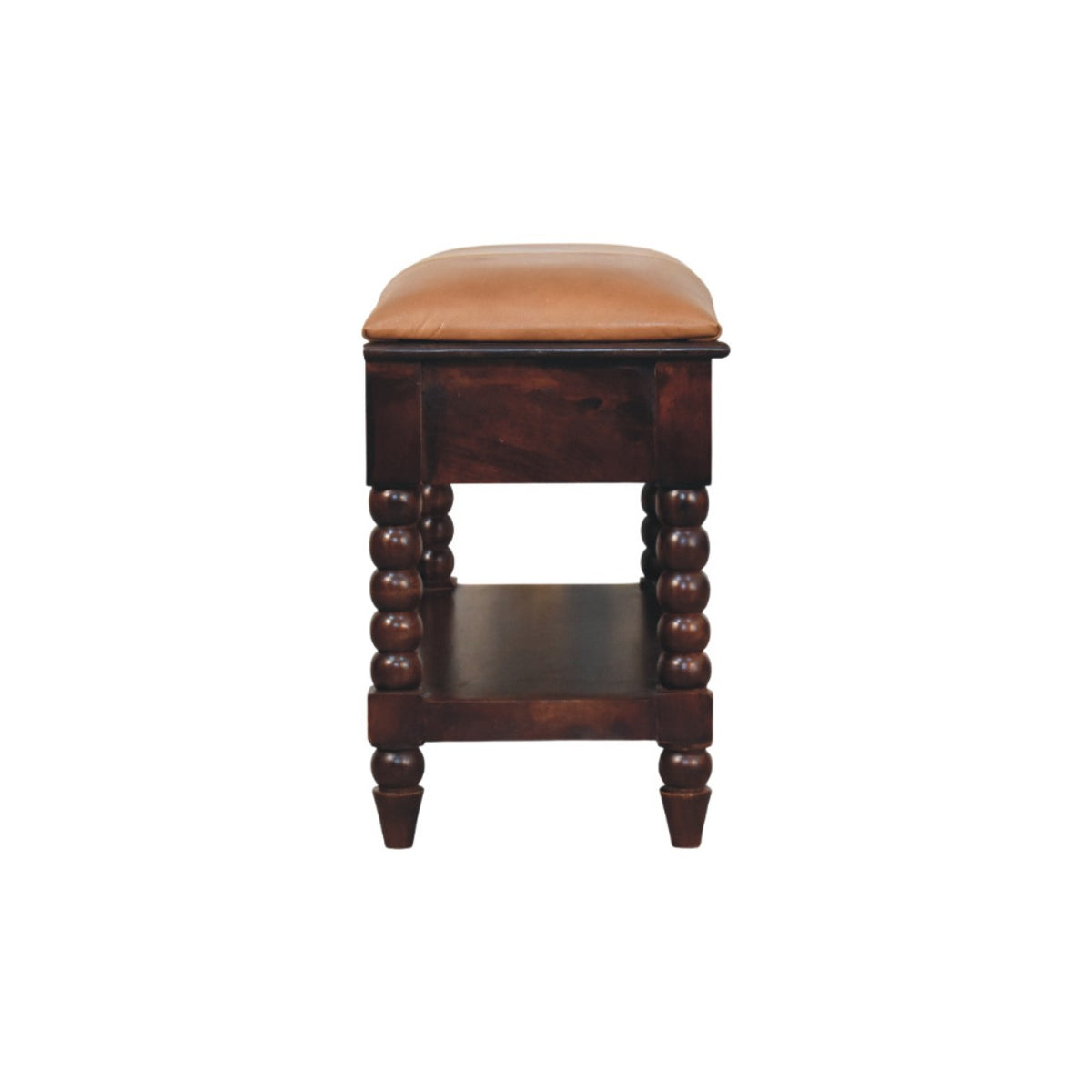 Spindle Winewood Leather Bench Bench