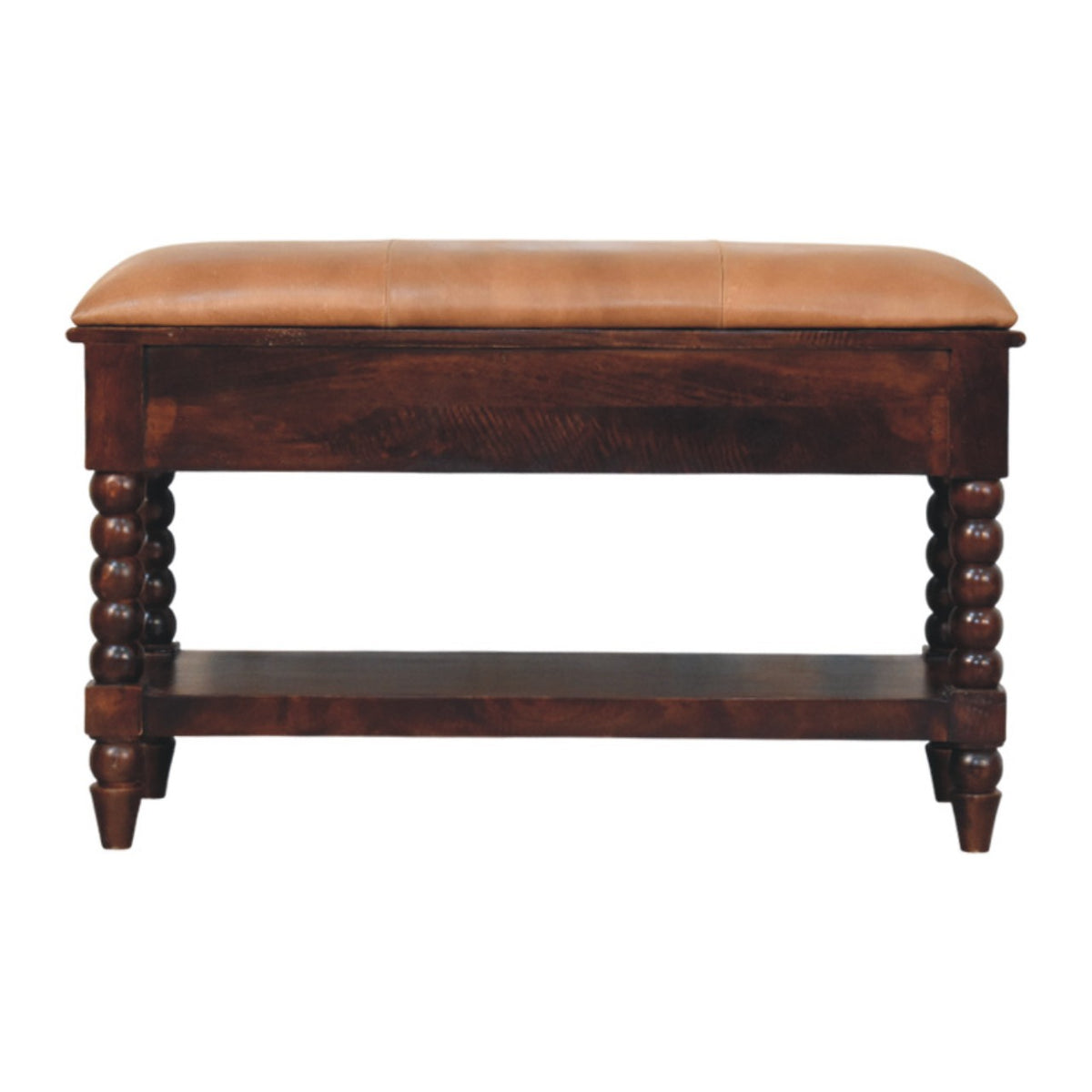 Spindle Winewood Leather Bench Bench