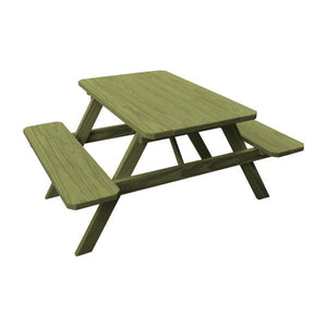 Spruce Economy Picnic Table with Attached Benches 4' or 5' Picnic Table 4ft / Linden Leaf Stain / Without Umbrella Hole