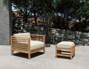 Sylvie 2-piece Teak Outdoor Lounge Set with Sunbrella Canvas Cushions Outdoor Lounge Set
