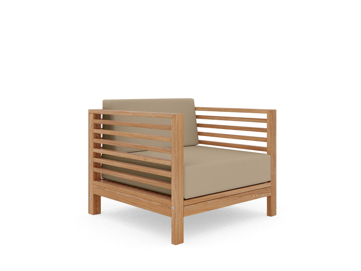 Sylvie 2-piece Teak Outdoor Lounge Set with Sunbrella Fawn Cushions Outdoor Lounge Set