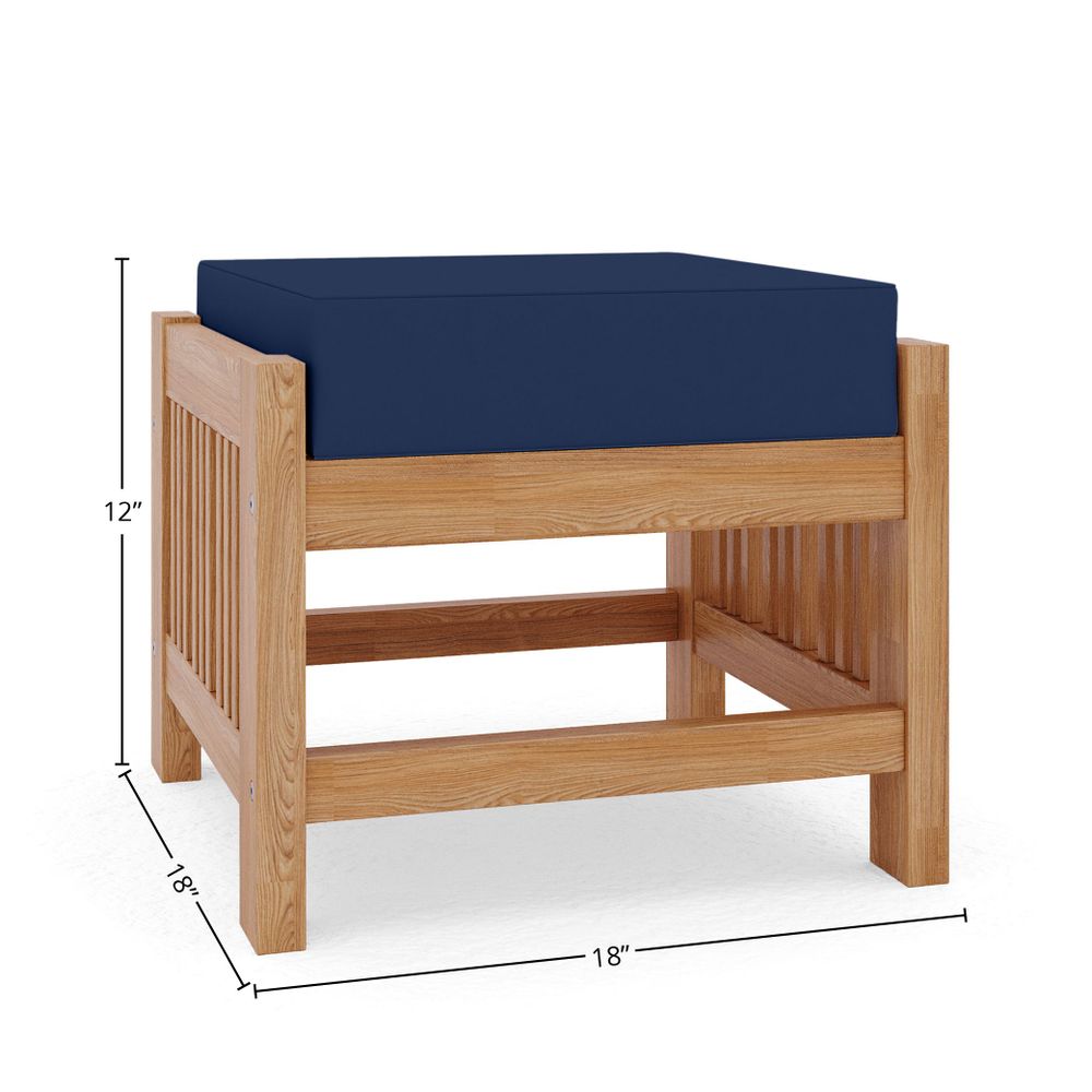 Sylvie 2-piece Teak Outdoor Lounge Set with Sunbrella Navy Cushions Outdoor Lounge Set