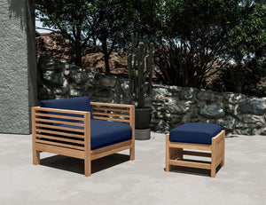 Sylvie 2-piece Teak Outdoor Lounge Set with Sunbrella Navy Cushions Outdoor Lounge Set